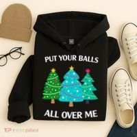 Put Your Balls All Over Me Funny Christmas Trees Xmas Hoodie thumb 4