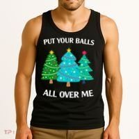 Put Your Balls All Over Me Funny Christmas Trees Xmas Tank Top thumb 3