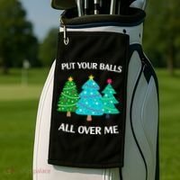 Put Your Balls All Over Me Funny Christmas Trees Xmas Golf Towel thumb 2