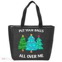 Put Your Balls All Over Me Funny Christmas Trees Xmas Tote Bag thumb 0