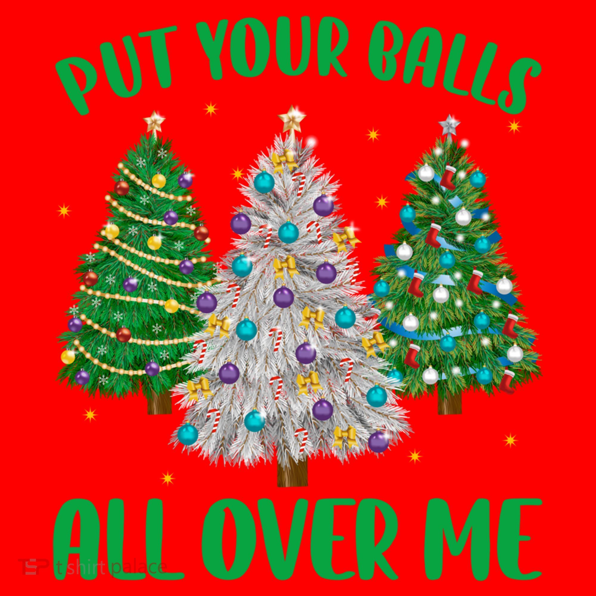 Put Your Balls All Over Me Funny Christmas Tree Holidays Gift Santa Hat