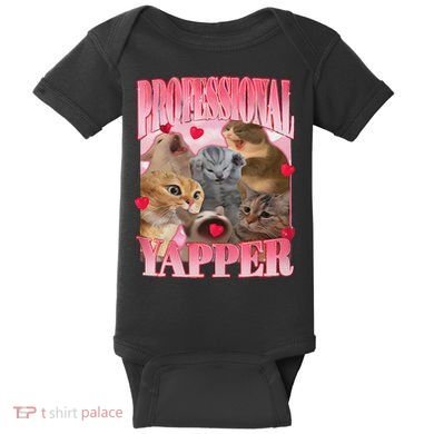 Professional Yapper Cat Funny Oddly Specific Dank Meme Baby Bodysuit