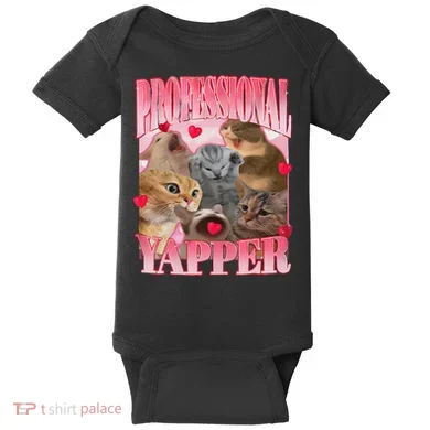 Professional Yapper Cat Funny Oddly Specific Dank Meme Baby Bodysuit