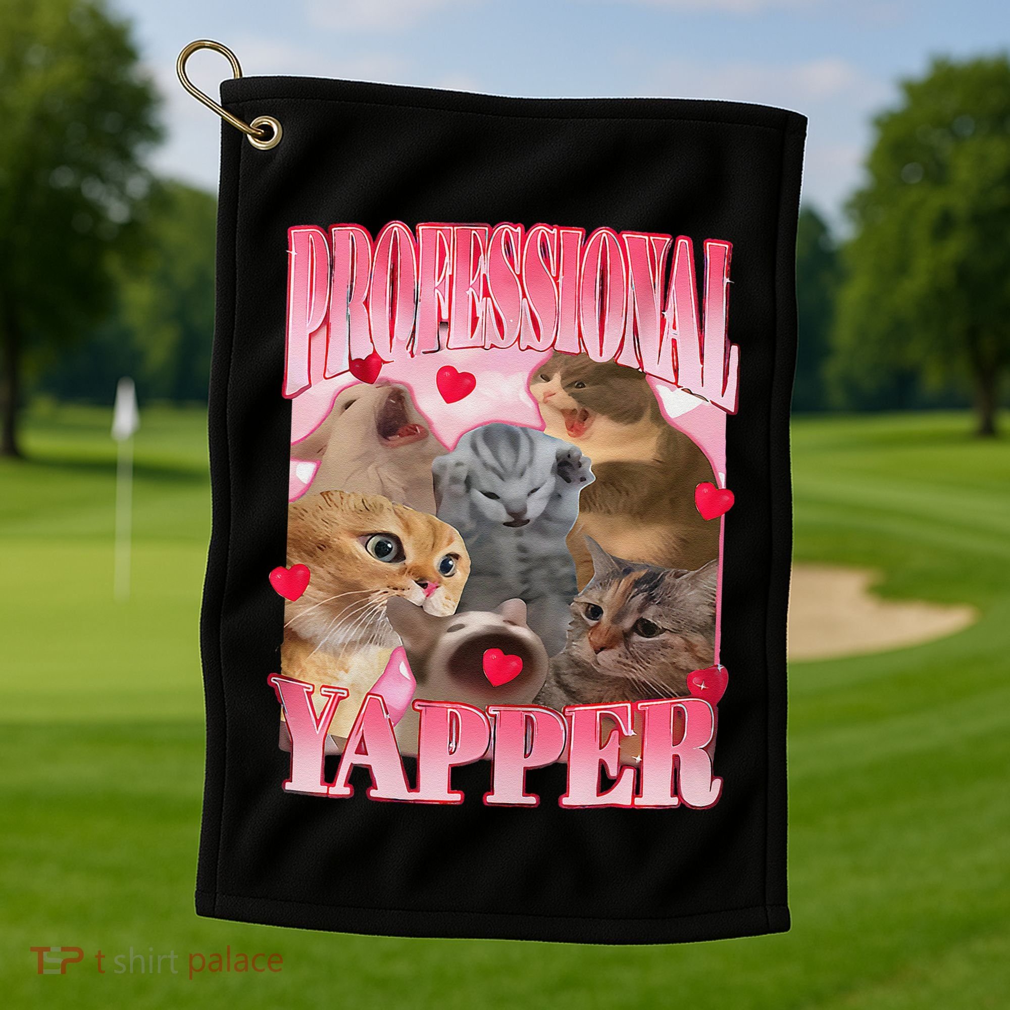Professional Yapper Cat Funny Oddly Specific Dank Meme Golf Towel