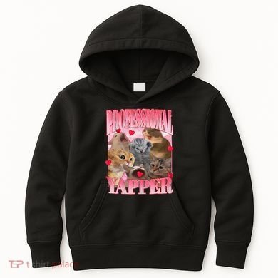 Professional Yapper Cat Funny Oddly Specific Dank Meme Kids Hoodie