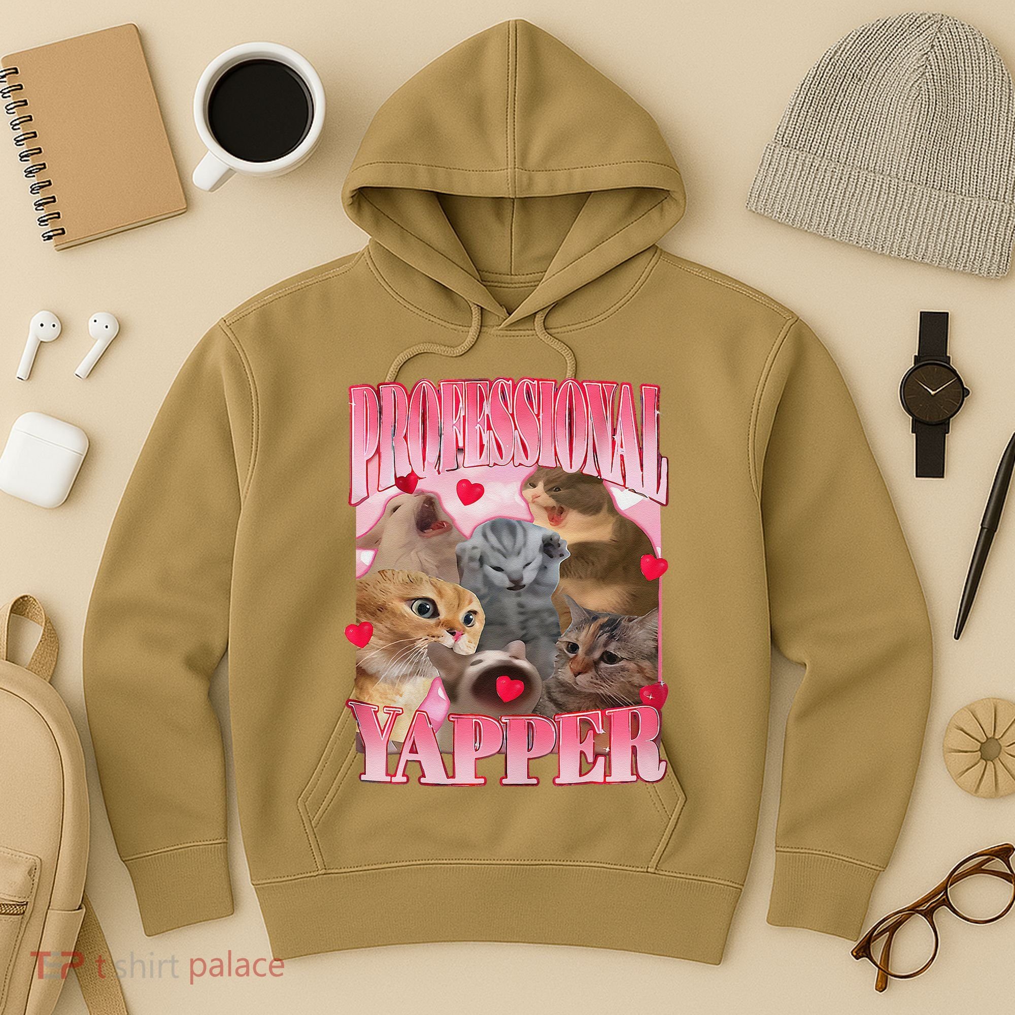 Professional Yapper Cat Funny Oddly Specific Dank Meme Hoodie