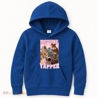 Professional Yapper Cat Meme Goofy Ahh Ironic Cat Kids Hoodie thumb 0