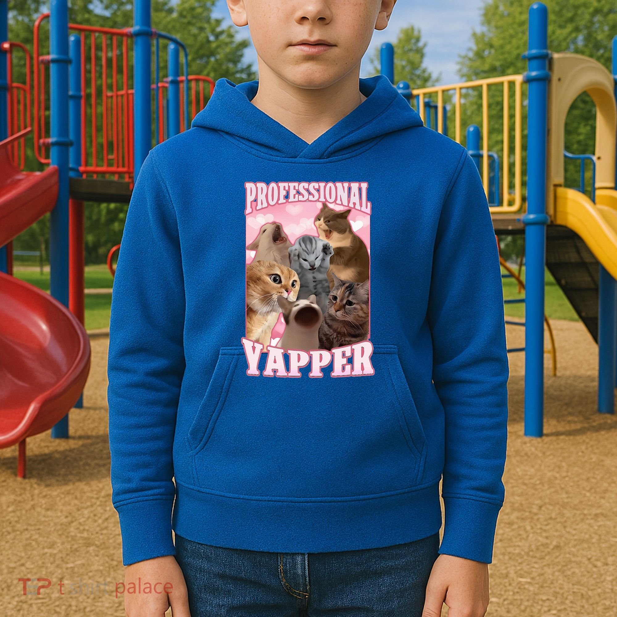 Professional Yapper Cat Meme Goofy Ahh Ironic Cat Kids Hoodie