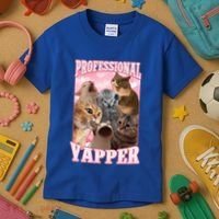 Professional Yapper Cat Meme Goofy Ahh Ironic Cat Kids T-Shirt thumb 3