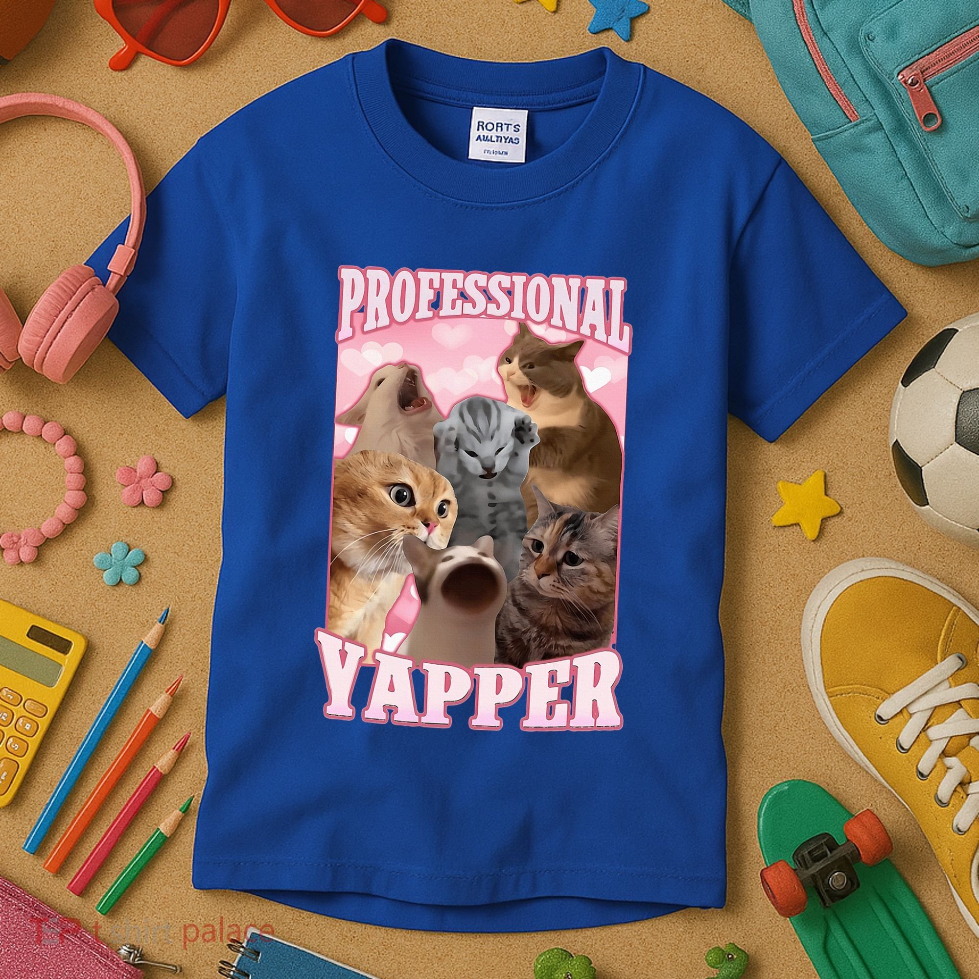 Professional Yapper Cat Meme Goofy Ahh Ironic Cat Kids T-Shirt