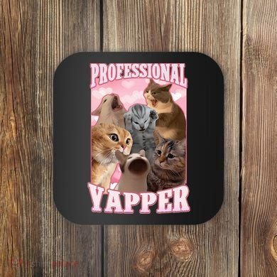 Professional Yapper Funny Cat Meme Goofy Ahh Ironic Cat Coaster