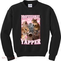 Professional Yapper Funny Cat Meme Goofy Ahh Ironic Cat Kids Sweatshirt thumb 0