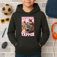 Professional Yapper Funny Cat Meme Goofy Ahh Ironic Cat Kids Hoodie thumb 2