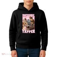 Professional Yapper Funny Cat Meme Goofy Ahh Ironic Cat Kids Hoodie thumb 4