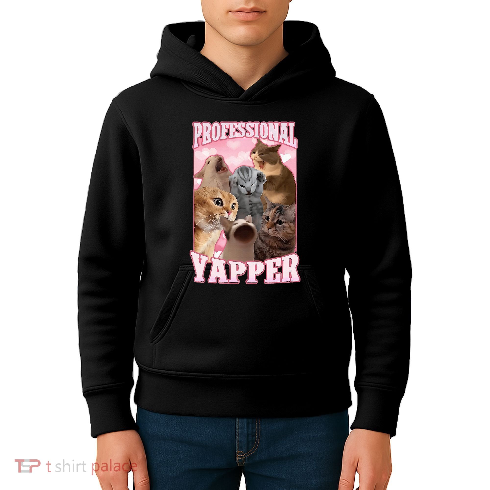 Professional Yapper Funny Cat Meme Goofy Ahh Ironic Cat Kids Hoodie