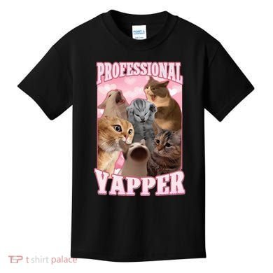 Professional Yapper Funny Cat Meme Goofy Ahh Ironic Cat Kids T-Shirt