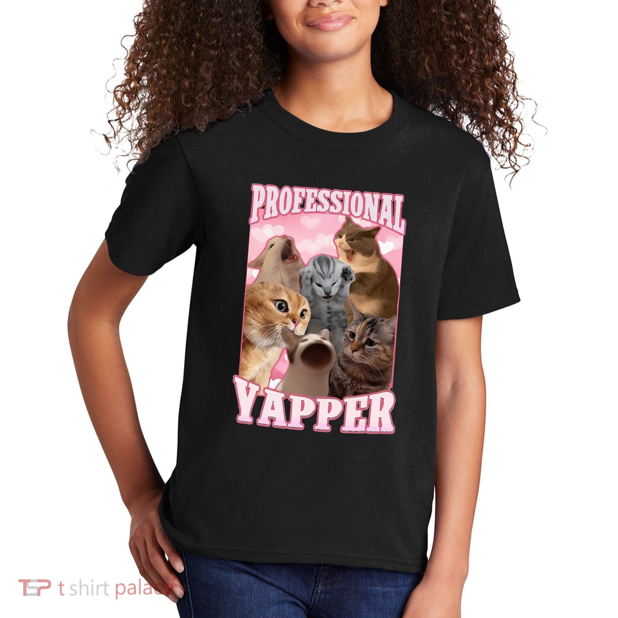 Professional Yapper Funny Cat Meme Goofy Ahh Ironic Cat Kids T-Shirt