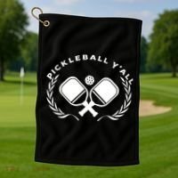 PICKLEBALL Y'ALL Funny Paddle Ball Pickle Meme Golf Towel thumb 1