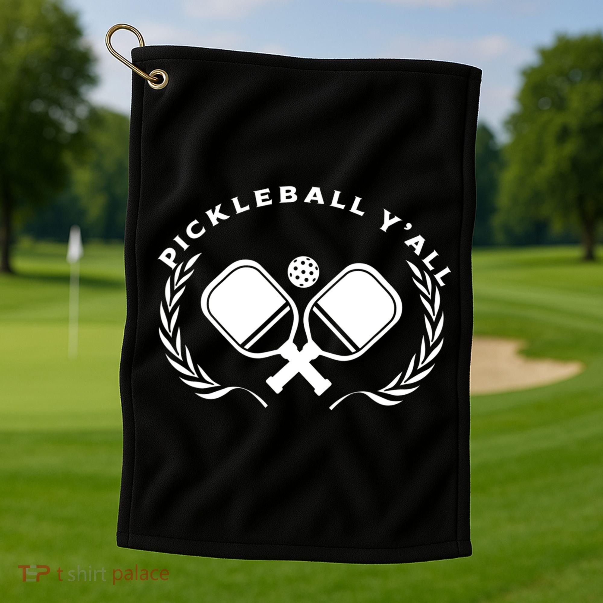 PICKLEBALL Y'ALL Funny Paddle Ball Pickle Meme Golf Towel