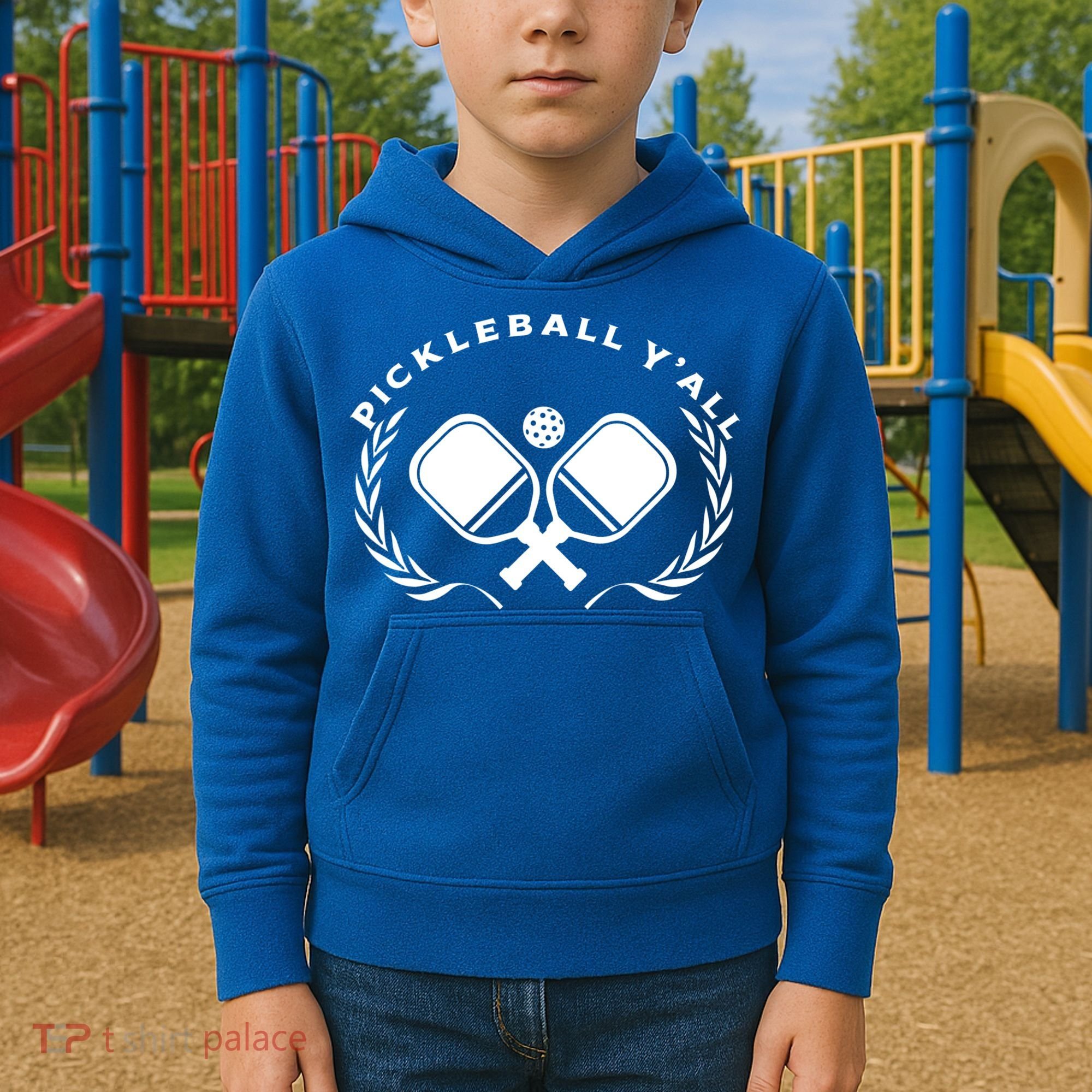 PICKLEBALL Y'ALL Funny Paddle Ball Pickle Meme Kids Hoodie