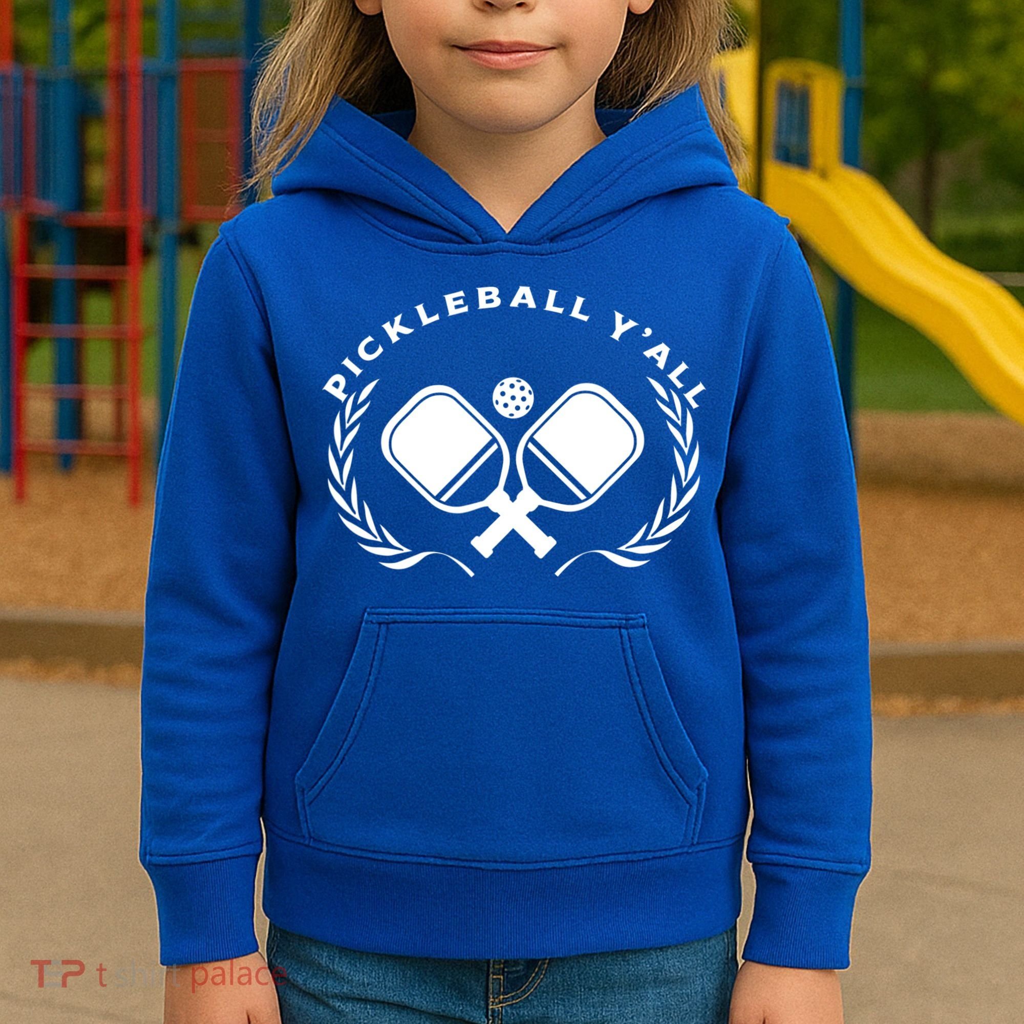 PICKLEBALL Y'ALL Funny Paddle Ball Pickle Meme Kids Hoodie