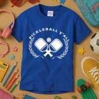 PICKLEBALL Y'ALL Funny Paddle Ball Pickle Meme Kids T-Shirt thumb 3