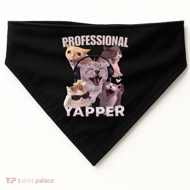 Professional Yapper Funny Cat Meme Goofy Ahh Ironic Cat USA-Made Doggie Bandana