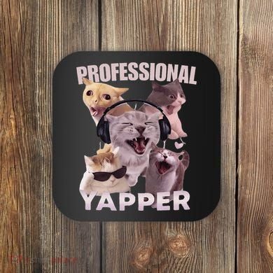 Professional Yapper Funny Cat Meme Goofy Ahh Ironic Cat Coaster