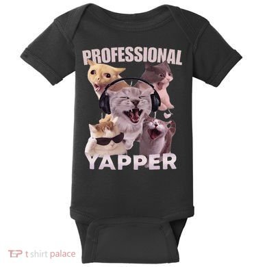 Professional Yapper Funny Cat Meme Goofy Ahh Ironic Cat Baby Bodysuit