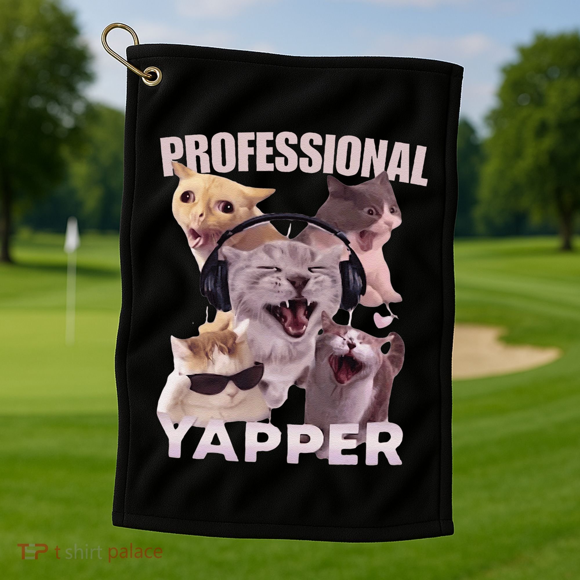 Professional Yapper Funny Cat Meme Goofy Ahh Ironic Cat Golf Towel