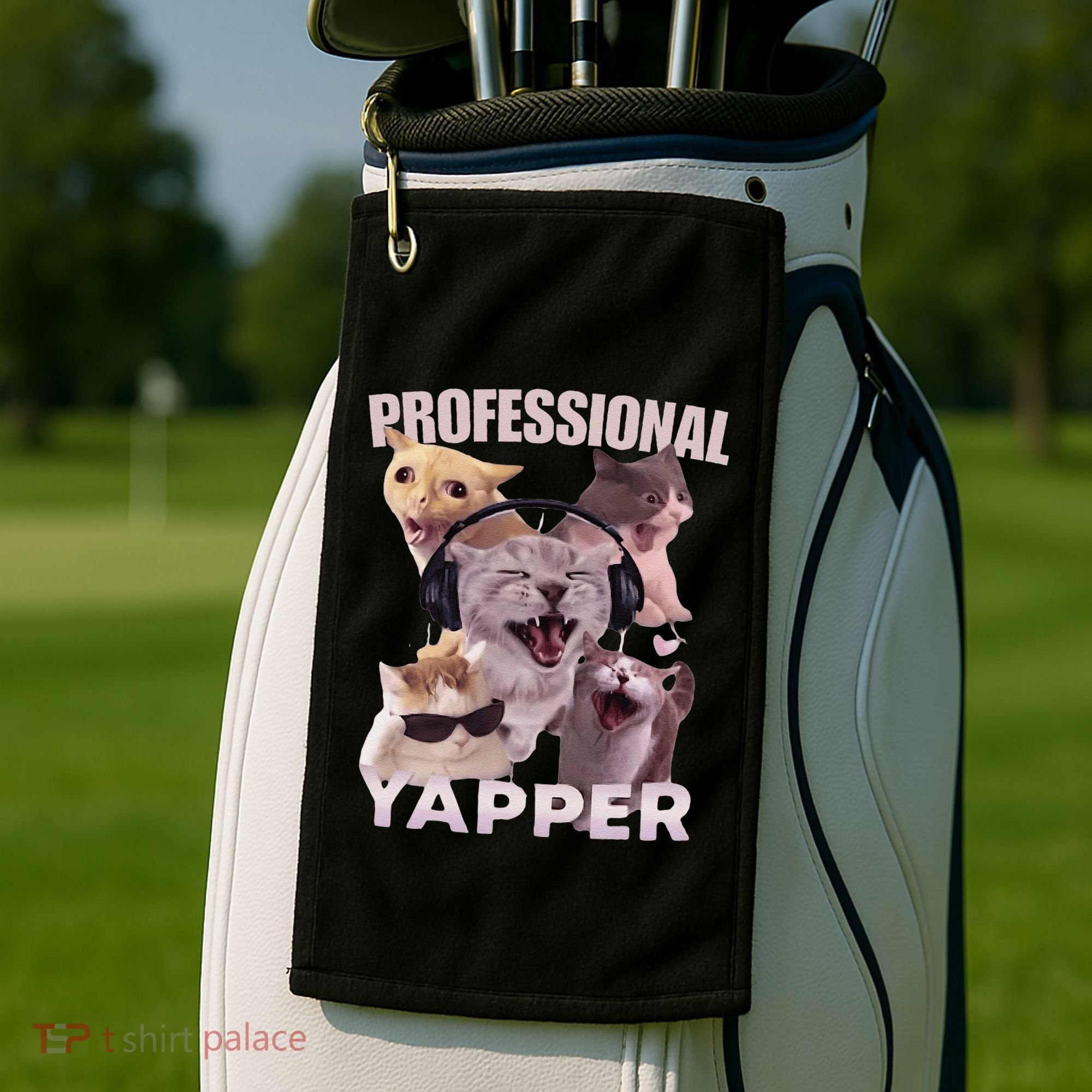 Professional Yapper Funny Cat Meme Goofy Ahh Ironic Cat Golf Towel