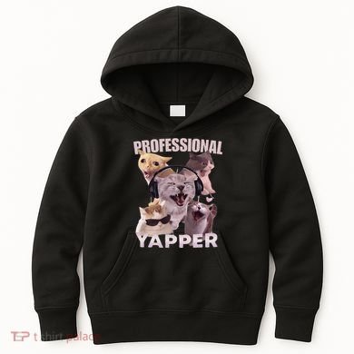 Professional Yapper Funny Cat Meme Goofy Ahh Ironic Cat Kids Hoodie