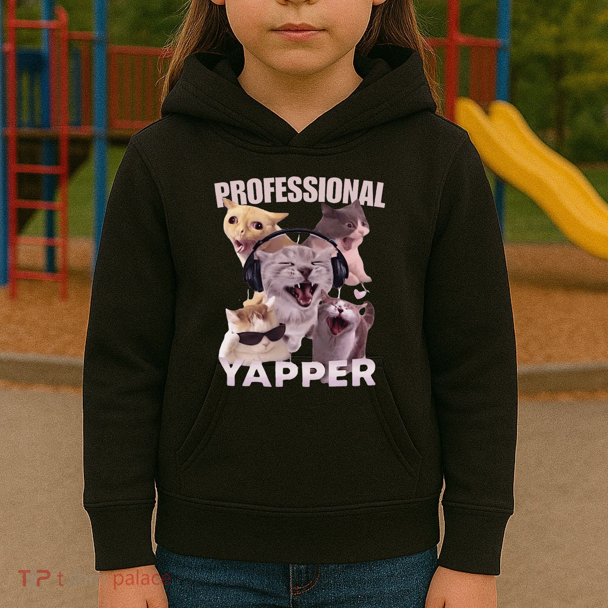 Professional Yapper Funny Cat Meme Goofy Ahh Ironic Cat Kids Hoodie