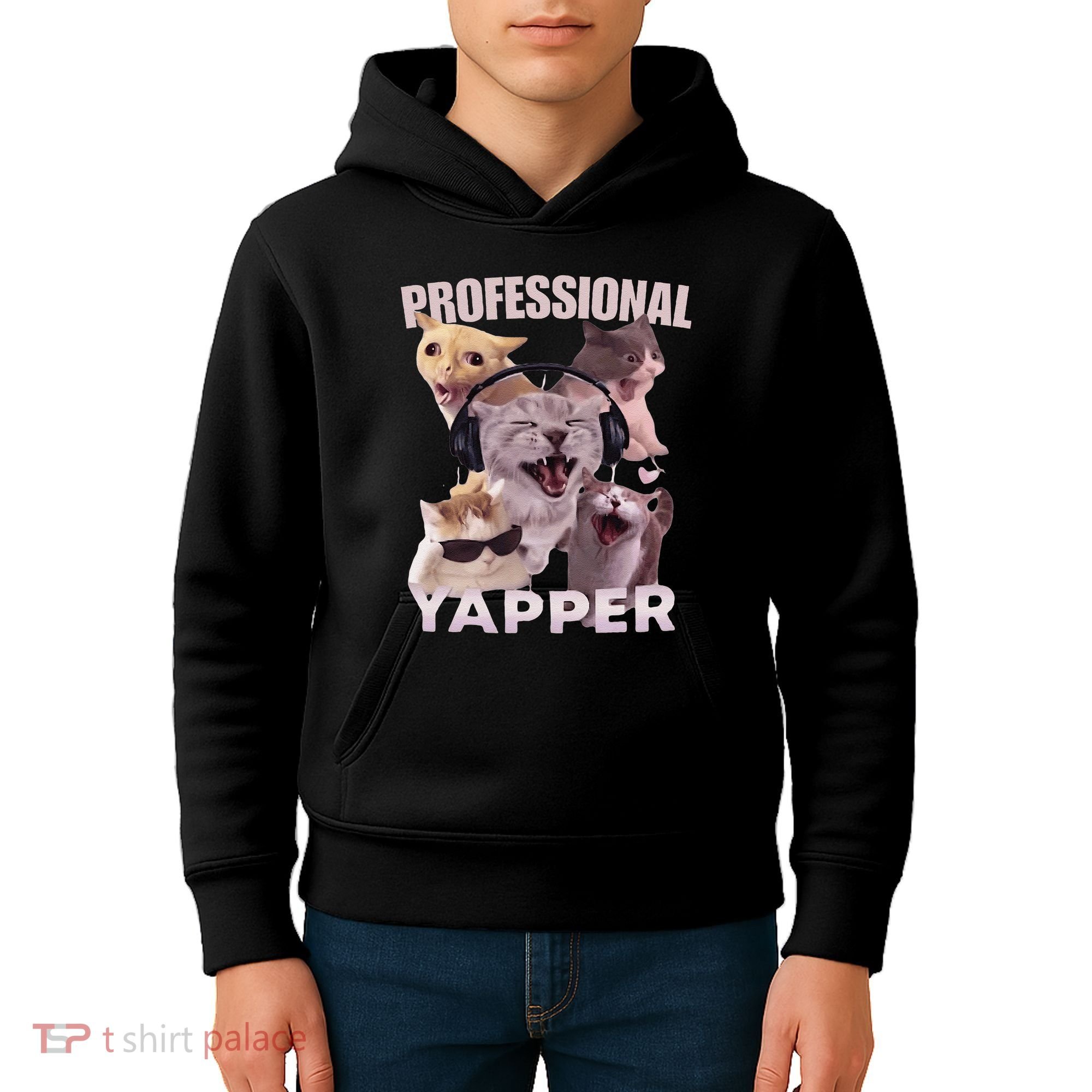 Professional Yapper Funny Cat Meme Goofy Ahh Ironic Cat Kids Hoodie