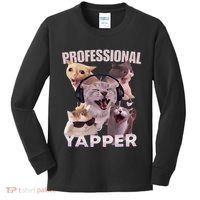 Professional Yapper Funny Cat Meme Goofy Ahh Ironic Cat Kids Long Sleeve Shirt thumb 0