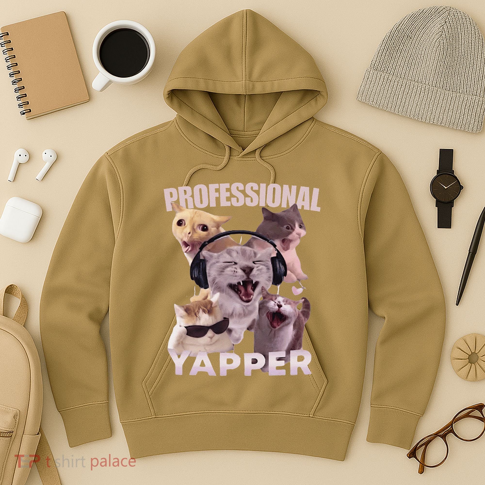 Professional Yapper Funny Cat Meme Goofy Ahh Ironic Cat Hoodie