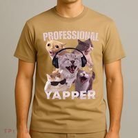 Professional Yapper Funny Cat Meme Goofy Ahh Ironic Cat T-Shirt thumb 3