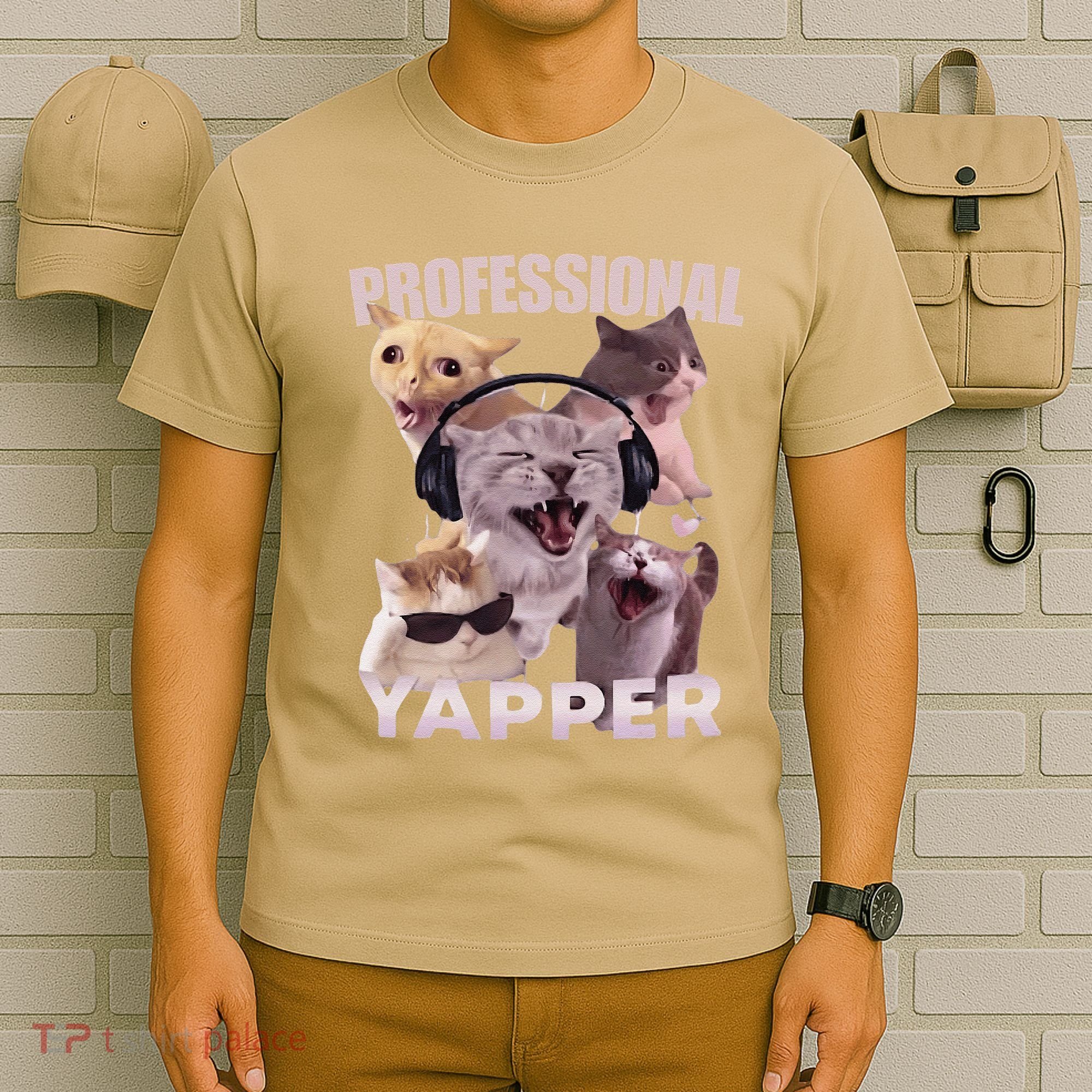 Professional Yapper Funny Cat Meme Goofy Ahh Ironic Cat T-Shirt