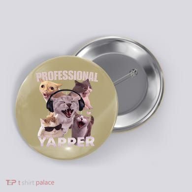 Professional Yapper Funny Cat Meme Goofy Ahh Ironic Cat Button