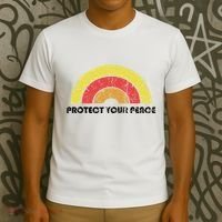 Protect Your Peace Mindful Yoga Vintage Rainbow Sun Boho Hip T-Shirt thumb 3
