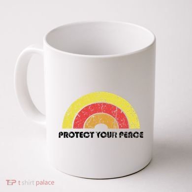 Protect Your Peace Mindful Yoga Vintage Rainbow Sun Boho Hip Coffee Mug