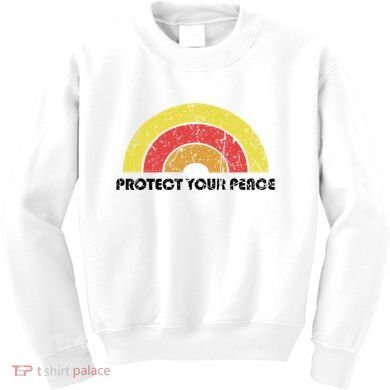 Protect Your Peace Mindful Yoga Vintage Rainbow Sun Boho Hip Kids Sweatshirt