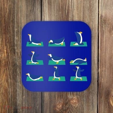 Penguin Yoga Poses Meditation Workout Exercise Mom Gift Funny Gift Coaster