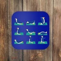 Penguin Yoga Poses Meditation Workout Exercise Mom Gift Funny Gift Coaster thumb 0