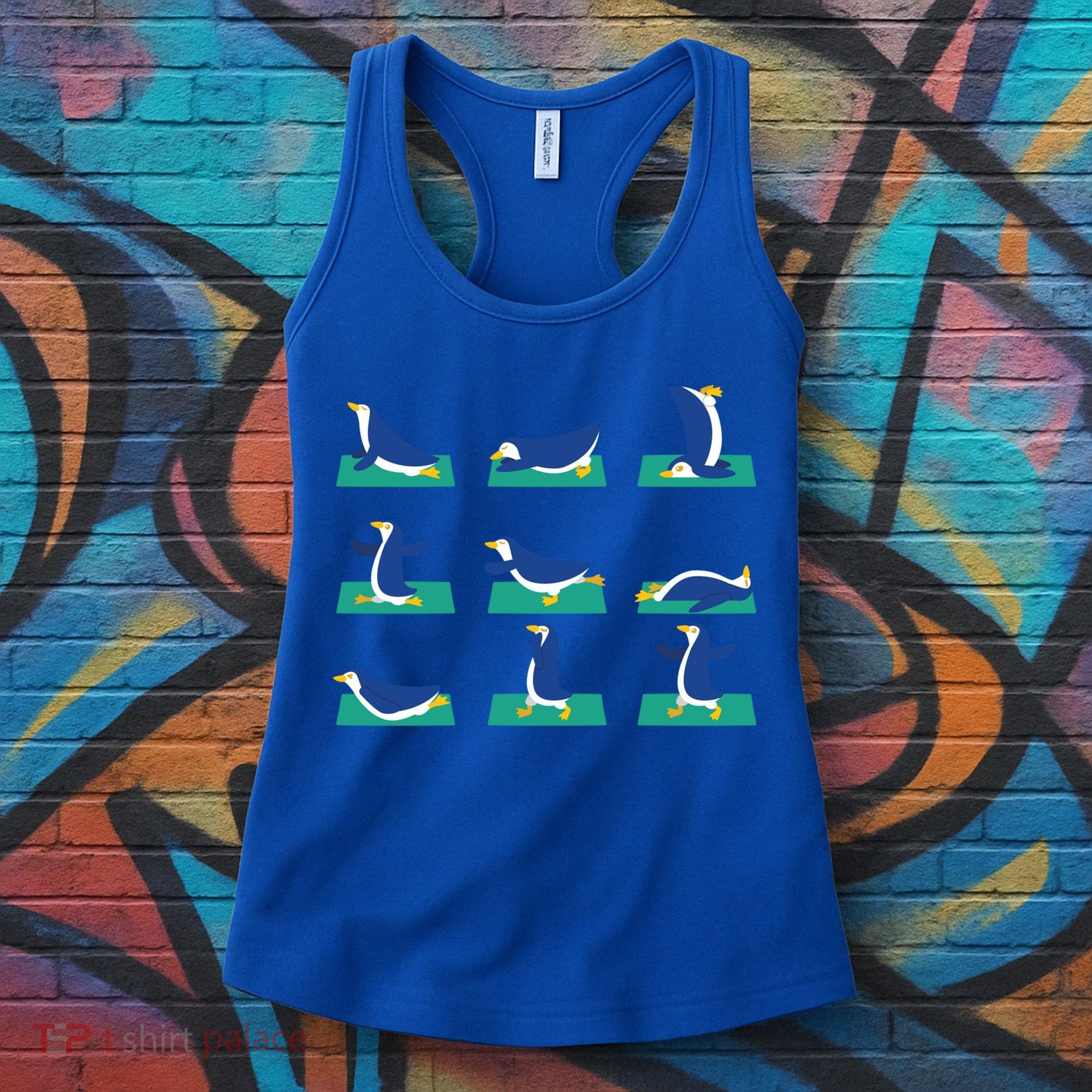 Penguin Yoga Poses Meditation Workout Exercise Mom Gift Funny Gift Women's Tank Top