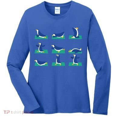 Penguin Yoga Poses Meditation Workout Exercise Mom Gift Funny Gift Women's Long Sleeve Shirt