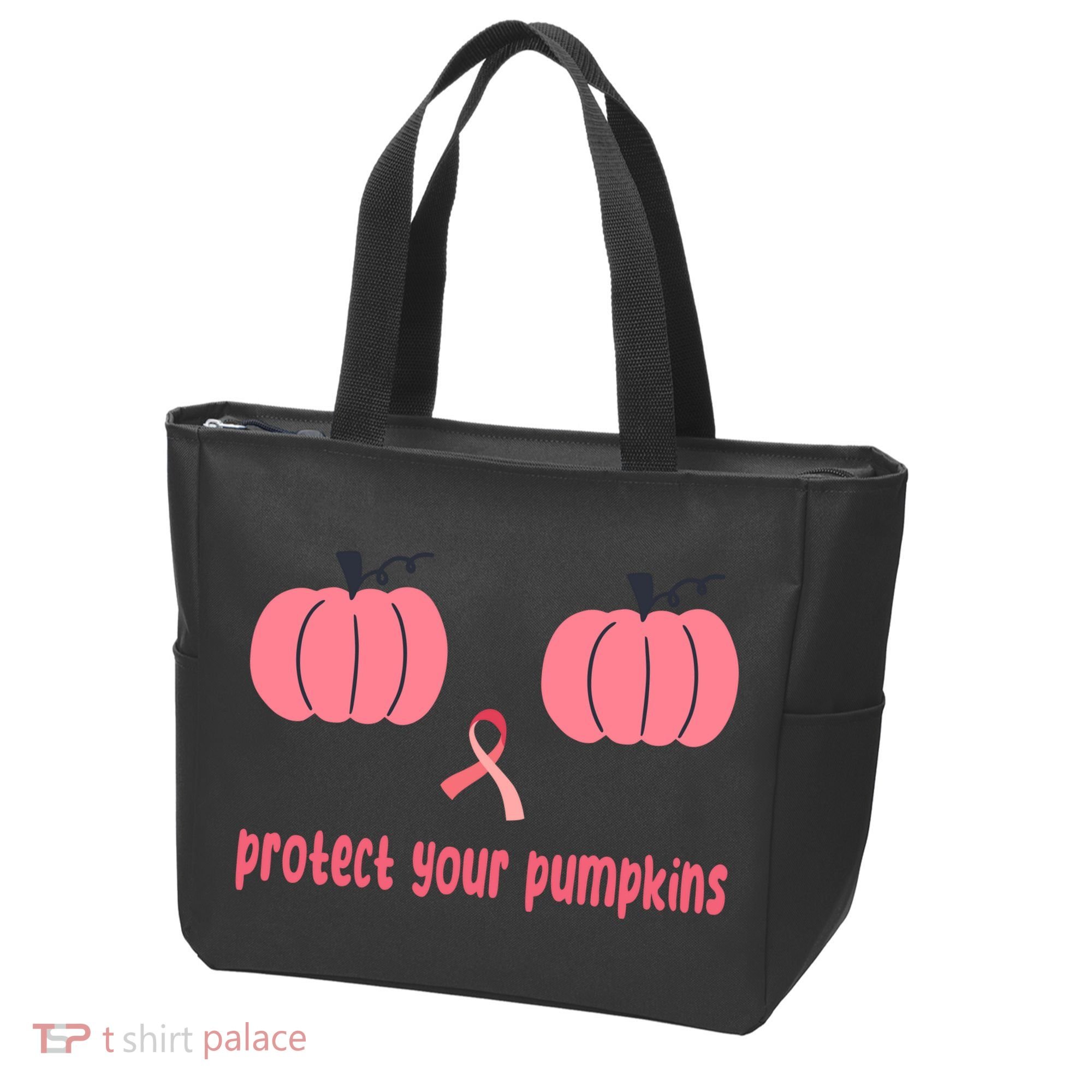 Protect Your Pumpkins Breast Cancer Awareness Tote Bag