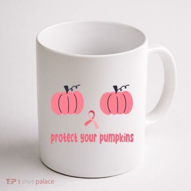 Protect Your Pumpkins Breast Cancer Awareness Coffee Mug back