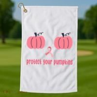 Protect Your Pumpkins Breast Cancer Awareness Golf Towel thumb 1