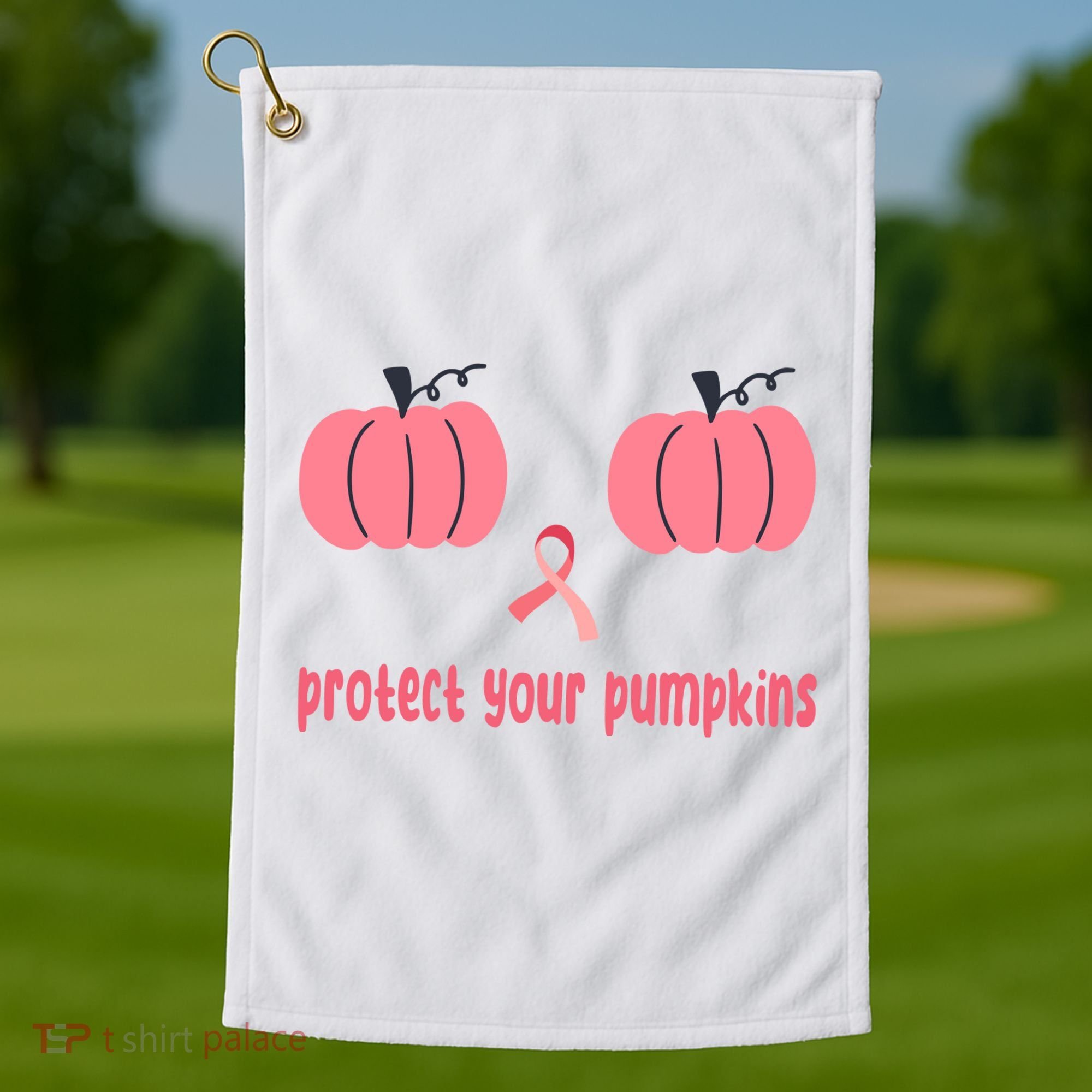Protect Your Pumpkins Breast Cancer Awareness Golf Towel
